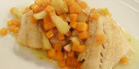 Pickerel with Maple, Butternut Squash and Apple Cider Glaze