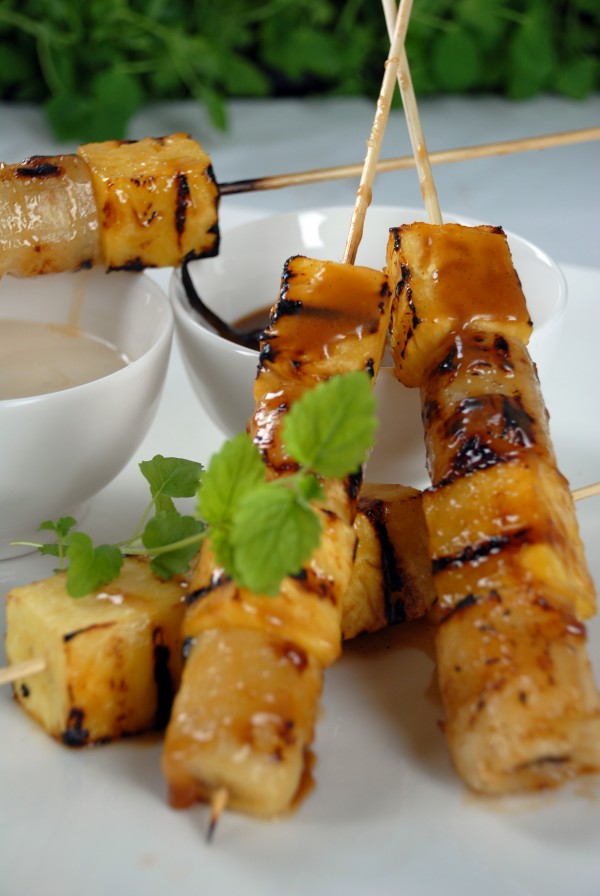 Grilled Fruit Skewers with Vanilla Butter