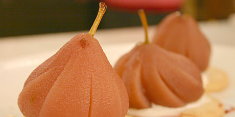 Poached Pears with Cardamom Cookies