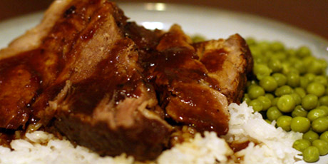 Pork Loin Roast with Rice and Peas