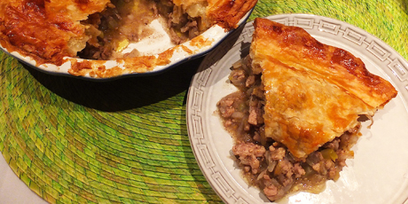 Puff-Topped Spiced Pork and Apple Pot Pie