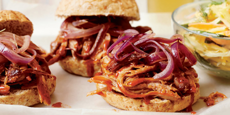 Pulled Pork Sandwiches with Melted Red Onions