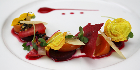 Roasted Beet Salad with Chevre, Granny Smith and Truffle Vinaigrette