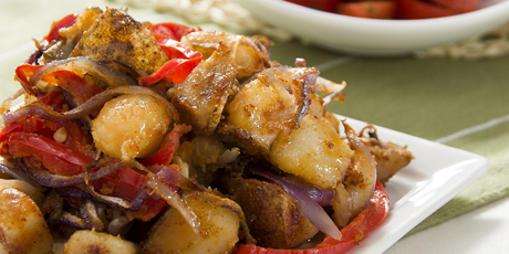 Roasted Breakfast Potatoes with Tomato Salad