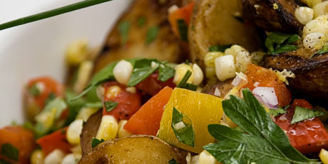 Roasted Corn &amp; Pepper Potato Salad