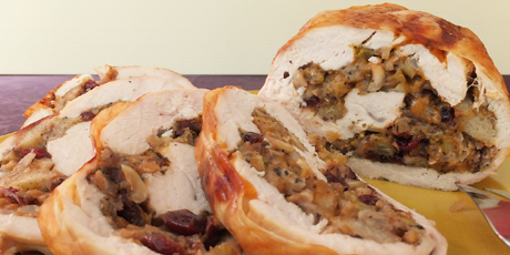 Rolled Turkey Breast with Cranberry, Cheese and Nut Stuffing