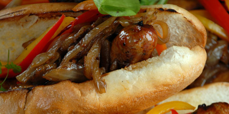 Sausage with Caramelized Onion and Pepper