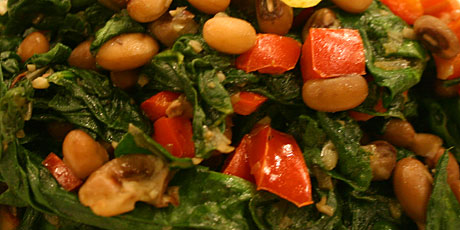 Sauteed Spinach with Black Eyed Peas