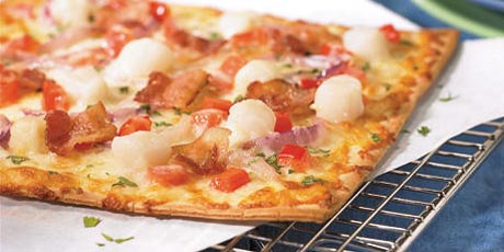 Scallop and Coriander Pizza with Mozzarella