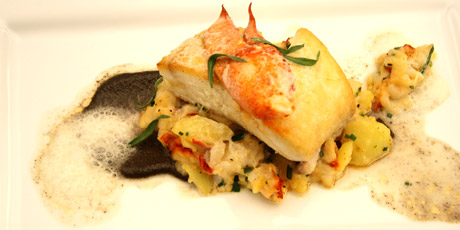 Seared BC Halibut, Butter Poached Lobster and Crushed Potatoes