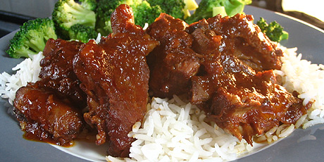 Slow Cooker Ribs with Rice and Broccoli