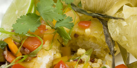 Smoked Corn Tamale with Goat Cheese &amp; Salsa Fresca