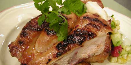 Spatchcocked Barbecued Cornish Hens with Chipotle Mayonnaise