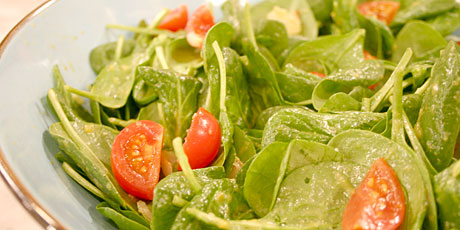 Spinach Salad with Yellow Pepper Dressing