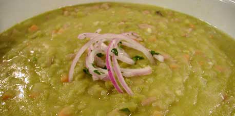 Split Pea Soup with Marinated Red Onions