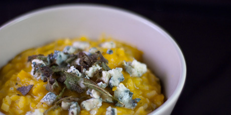 Squash Risotto with Blue Cheese and Crispy Sage