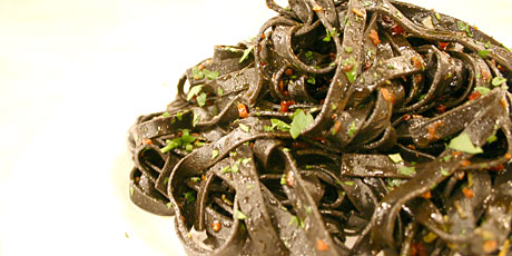 Squid Ink Pasta with Garlic and Olive Oil