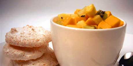 Star Anise Macaroons with Tropical Fruit Salad