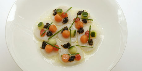 Steamed Scallops in Soy Custard with Cantonese Black Bean Garnish