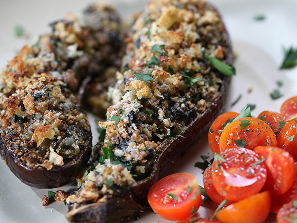 Stuffed Eggplant with Veal and Spinach