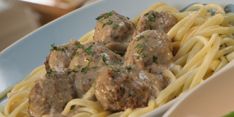 Swedish Meatballs with Pasta and French Cut Beans