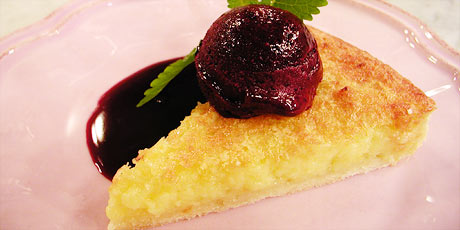 Tarte au Citron with Cassis Coulis and Cassis Ice
