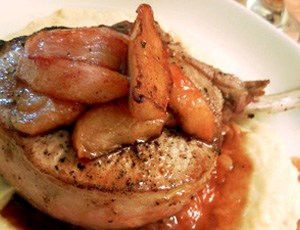 Thick Cut Pork Chop with Caramelized Apples and Parsnip Puree