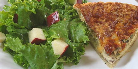 Three Cheese Vegetarian Quiche with Tossed Salad