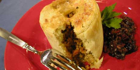 Tin Can Meat Pies with Cranberry and Red Onion Relish