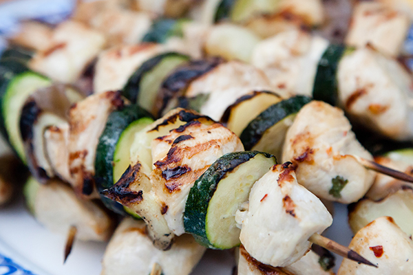 BBQ Chicken and Zucchini Kabobs with Tequila Lime Cilantro
