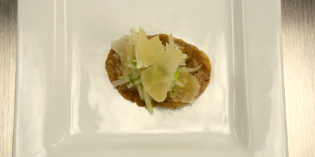 Walnut Caraway Crisps with Apple Butter, Pickled Celery, Apple Slaw and Cloth Bound Cheddar