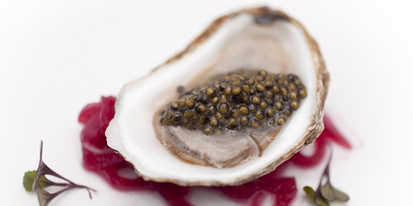Warm Oysters in Chives Lemon Butter and Breviro Caviar