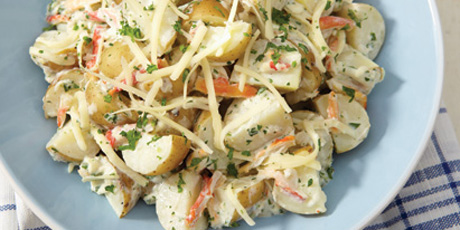 Warm Potato Salad with Crab and Swiss Cheese