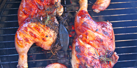 Whole Grilled Chicken with Scorched Herbs
