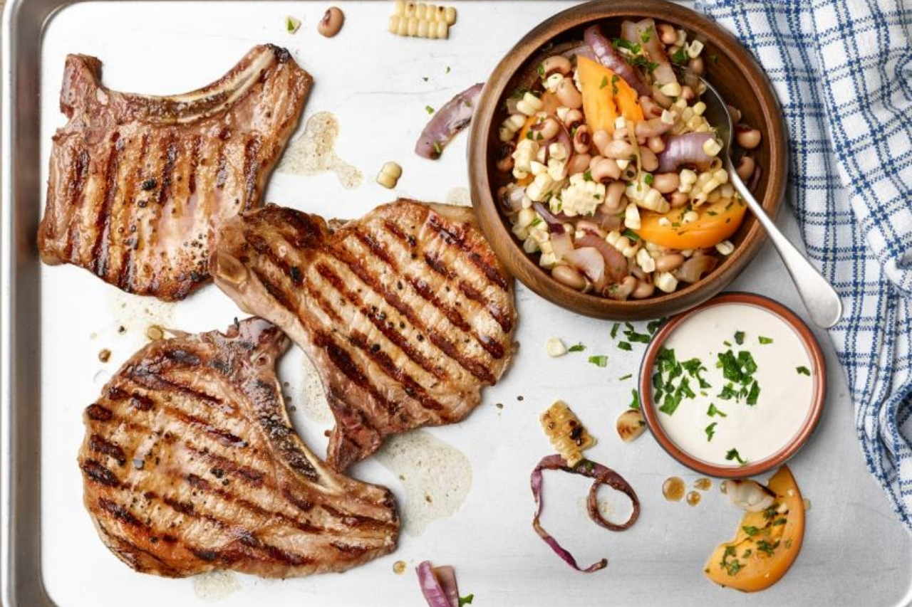 25-Minute Grilled Pork Chops with Succotash