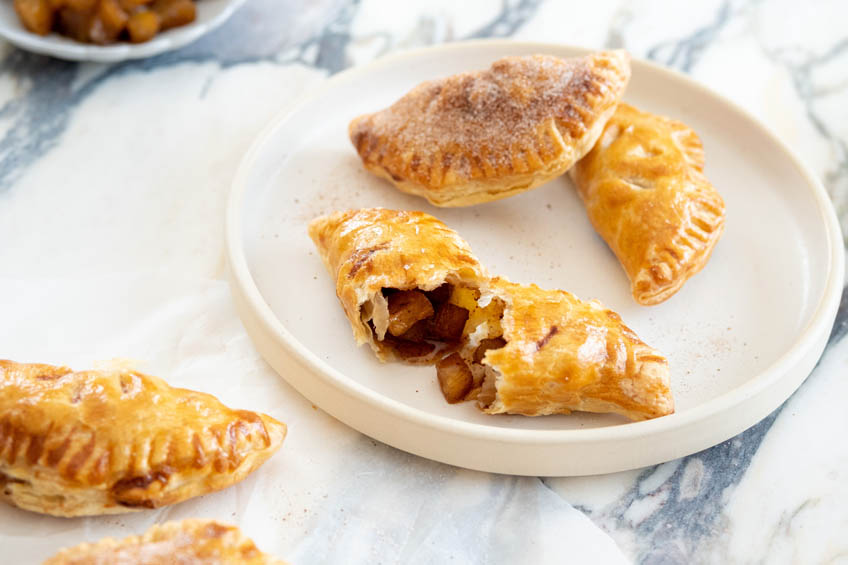 Air fryer apple hand pies on a plate