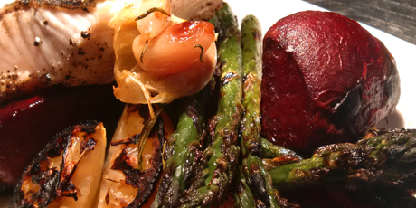 BBQ B.C. Salmon with Beets and Asparagus