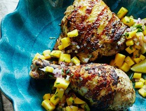 Grilled Jerk Chicken with Mango Cilantro Salsa