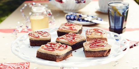 Chocolate Brownies with Peanut Butter and Jelly Frosting