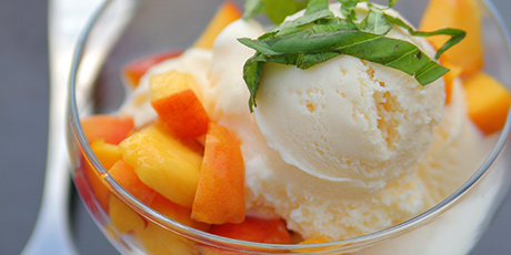 Vanilla Ice Cream with Peach Syrup