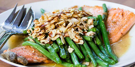 One Skillet Trout with Green Beans and Almonds