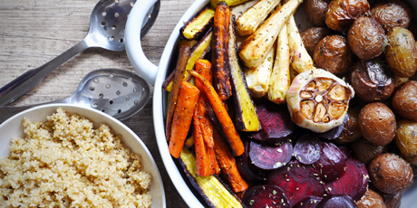 Colourful Roasted Vegetables and Garlic Quinoa