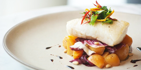 Haida Gwaii Halibut with Roasted Beets, Toasted Pine Nuts and Aged Balsamic
