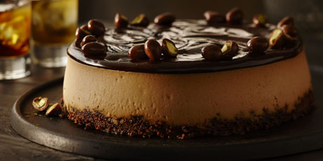 Double Chocolate Cheesecake with Chocolate Toffee Pistachios