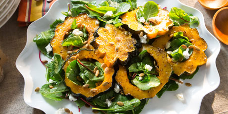 Acorn Squash with Baby Bitter Greens