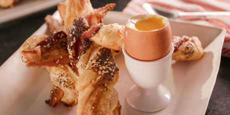 Bacon-Cheddar Twists with Soft-Cooked Eggs