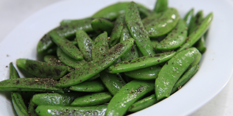 Roasted Sugar Snap Peas with Black Pepper