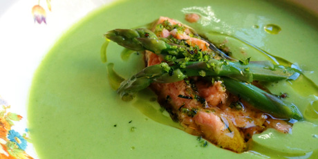 Chilled Asparagus Soup with Salmon