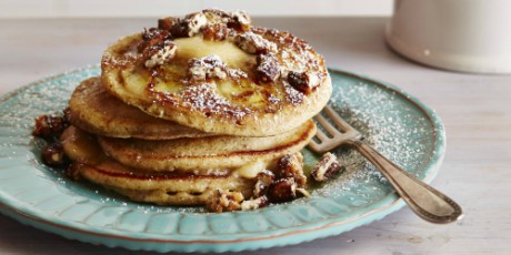 Banana and Pecan Pancakes with Maple Butter