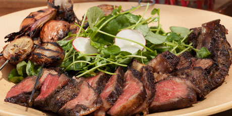 Grilled Cowboy Rib Eye with Watercress Salad